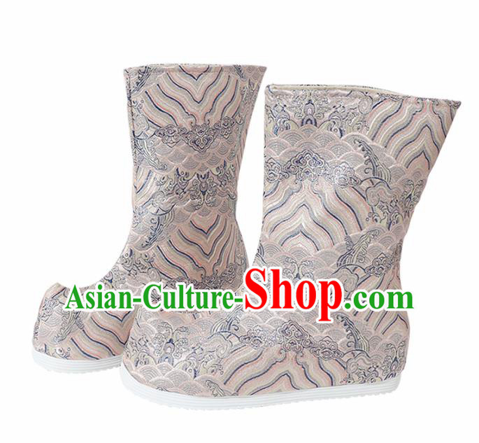 Chinese National Pink Boots Hanfu Shoes Traditional Princess Shoes Embroidered Crane Shoes for Women Chinese National Pink Boots Hanfu Shoes Traditional Princess Shoes Embroidered Crane Shoes for Women
