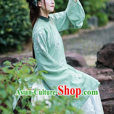 Traditional Chinese Ming Dynasty Royal Princess Historical Costumes Ancient Nobility Lady Green Hanfu Dress for Women