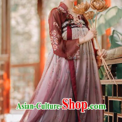 Traditional Chinese Tang Dynasty Royal Princess Historical Costumes Ancient Palace Lady Purple Hanfu Dress for Women