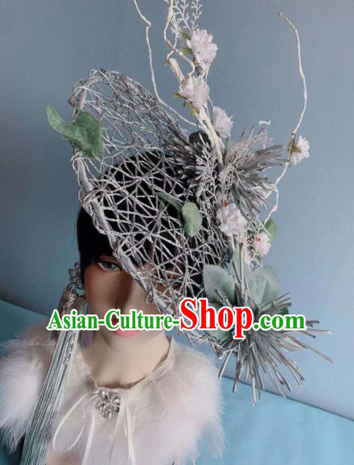 Top Grade Halloween Stage Show Grey Top Hat Brazilian Carnival Headdress for Women Top Grade Halloween Stage Show Grey Top Hat Brazilian Carnival Headdress for Women