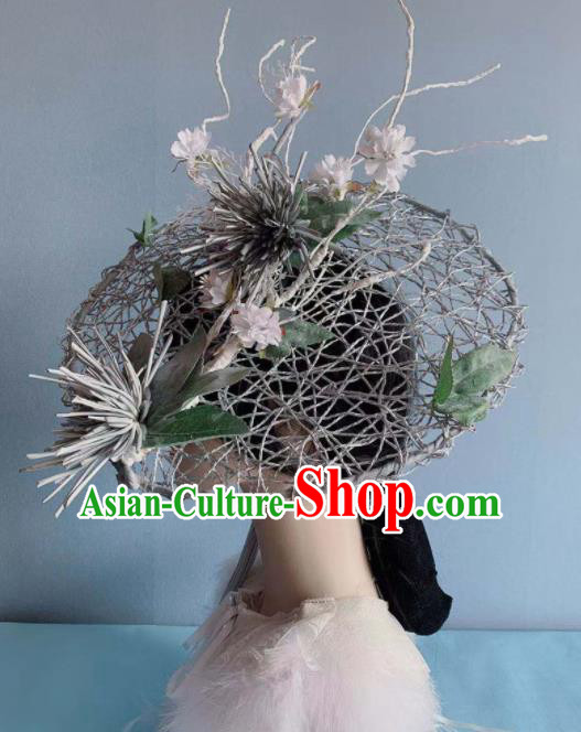 Top Grade Halloween Stage Show Grey Top Hat Brazilian Carnival Headdress for Women Top Grade Halloween Stage Show Grey Top Hat Brazilian Carnival Headdress for Women