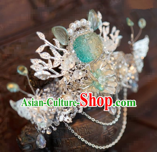 Traditional Chinese Wedding Hair Accessories Ancient Bride Tassel Phoenix Coronet Hairpins Complete Set for Women Traditional Chinese Wedding Hair Accessories Ancient Bride Tassel Phoenix Coronet Hairpins Complete Set for Women