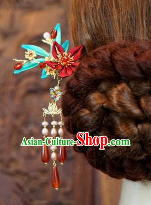 Traditional Chinese Ancient Queen Agate Tassel Hair Clips Handmade Hanfu Court Hairpins Hair Accessories for Women Traditional Chinese Ancient Queen Agate Tassel Hair Clips Handmade Hanfu Court Hairpins Hair Accessories for Women