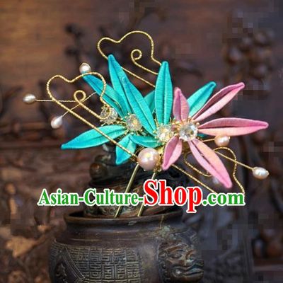 Traditional Chinese Ancient Bride Maple Leaf Hair Clip Hanfu Court Queen Hairpins Handmade Hair Accessories for Women