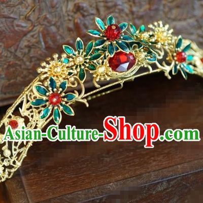 Traditional Chinese Ancient Bride Hair Crown Hanfu Court Queen Hairpins Handmade Hair Accessories for Women