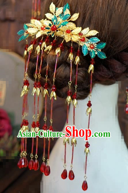 Traditional Chinese Handmade Court Red Tassel Hair Crown Hairpins Hair Accessories Ancient Queen Hanfu Hair Clip for Women Traditional Chinese Handmade Court Red Tassel Hair Crown Hairpins Hair Accessories Ancient Queen Hanfu Hair Clip for Women