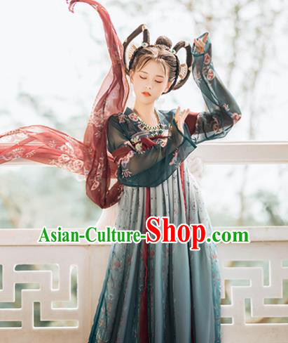 Traditional Chinese Tang Dynasty Court Replica Costumes Ancient Imperial Consort Deep Green Hanfu Dress for Women Traditional Chinese Tang Dynasty Court Replica Costumes Ancient Imperial Consort Deep Green Hanfu Dress for Women