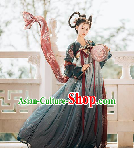 Traditional Chinese Tang Dynasty Court Replica Costumes Ancient Imperial Consort Deep Green Hanfu Dress for Women Traditional Chinese Tang Dynasty Court Replica Costumes Ancient Imperial Consort Deep Green Hanfu Dress for Women