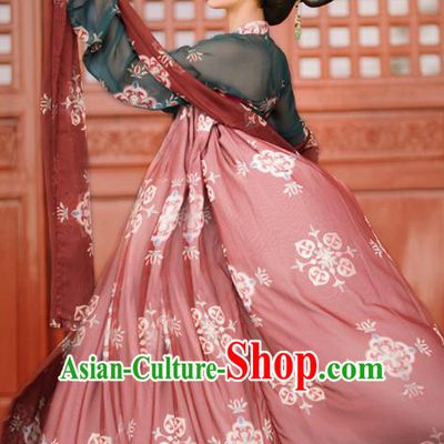 Traditional Chinese Tang Dynasty Palace Infanta Replica Costumes Ancient Goddess Princess Wine Red Hanfu Dress for Women