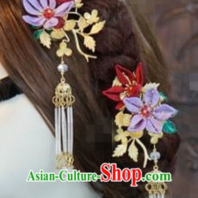 Traditional Chinese Ancient Bride Winter Jasmine Tassel Hair Clip Hanfu Court Queen Hairpins Handmade Hair Accessories for Women