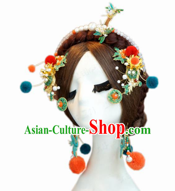 Traditional Chinese Wedding Luxury Hair Accessories Ancient Bride Hairpins Complete Set for Women Traditional Chinese Wedding Luxury Hair Accessories Ancient Bride Hairpins Complete Set for Women