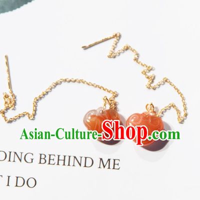 Traditional Chinese Handmade Court Red Tassel Ear Accessories Classical Earrings for Women