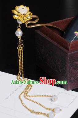 Traditional Chinese Ancient Hanfu Golden Tassel Lotus Hair Clip Court Queen Hairpins Handmade Hair Accessories for Women Traditional Chinese Ancient Hanfu Golden Tassel Lotus Hair Clip Court Queen Hairpins Handmade Hair Accessories for Women
