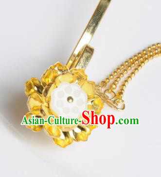 Traditional Chinese Ancient Hanfu Golden Tassel Lotus Hair Clip Court Queen Hairpins Handmade Hair Accessories for Women Traditional Chinese Ancient Hanfu Golden Tassel Lotus Hair Clip Court Queen Hairpins Handmade Hair Accessories for Women