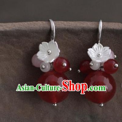 Traditional Chinese Handmade Court Red Ear Accessories Classical Earrings for Women