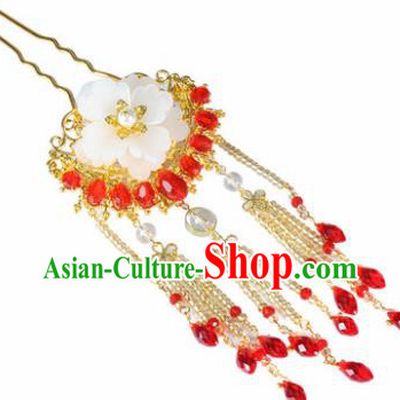 Traditional Chinese Ancient Hanfu Flower Tassel Hair Clip Court Queen Hairpins Handmade Hair Accessories for Women