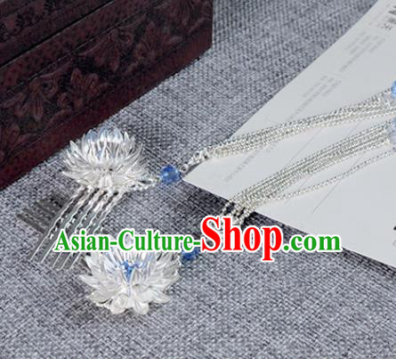 Traditional Chinese Ancient Hanfu White Flower Tassel Hair Combs Court Queen Hairpins Handmade Hair Accessories for Women Traditional Chinese Ancient Hanfu White Flower Tassel Hair Combs Court Queen Hairpins Handmade Hair Accessories for Women