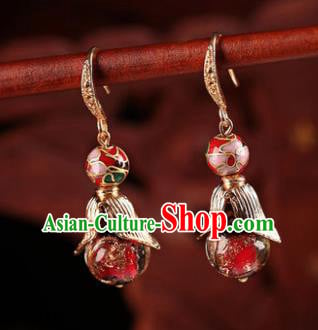 Traditional Chinese Handmade Court Ear Accessories Classical Enamel Red Earrings for Women Traditional Chinese Handmade Court Ear Accessories Classical Enamel Red Earrings for Women