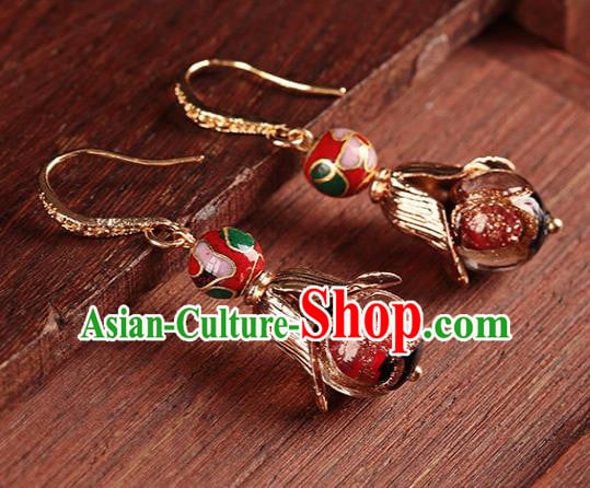 Traditional Chinese Handmade Court Ear Accessories Classical Enamel Red Earrings for Women Traditional Chinese Handmade Court Ear Accessories Classical Enamel Red Earrings for Women