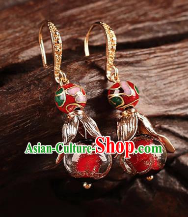 Traditional Chinese Handmade Court Ear Accessories Classical Enamel Red Earrings for Women Traditional Chinese Handmade Court Ear Accessories Classical Enamel Red Earrings for Women