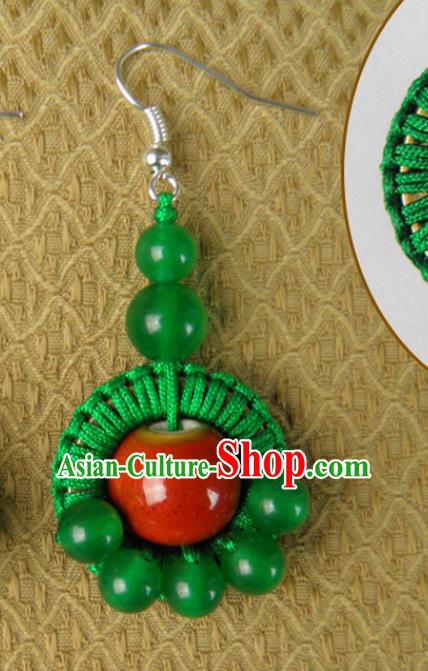 Traditional Chinese Classical Green Beads Earrings Handmade Court Ear Accessories for Women Traditional Chinese Classical Green Beads Earrings Handmade Court Ear Accessories for Women
