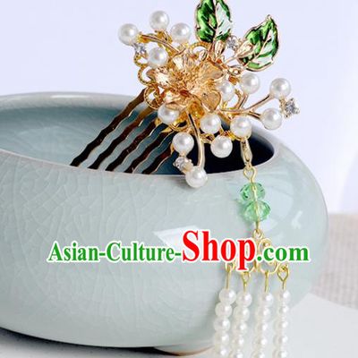 Traditional Chinese Ancient Hanfu Tassel Hair Combs Court Queen Hairpins Handmade Hair Accessories for Women