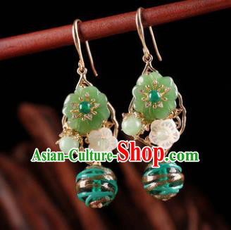 Traditional Chinese Classical Green Flower Earrings Handmade Court Ear Accessories for Women Traditional Chinese Classical Green Flower Earrings Handmade Court Ear Accessories for Women