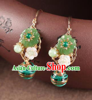 Traditional Chinese Classical Green Flower Earrings Handmade Court Ear Accessories for Women Traditional Chinese Classical Green Flower Earrings Handmade Court Ear Accessories for Women