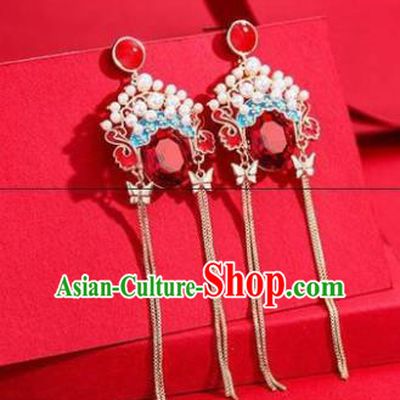 Traditional Chinese Handmade Court Ear Accessories Classical Peking Opera Earrings for Women