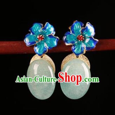 Traditional Chinese Classical Blueing Plum Earrings Handmade Court Ear Accessories for Women