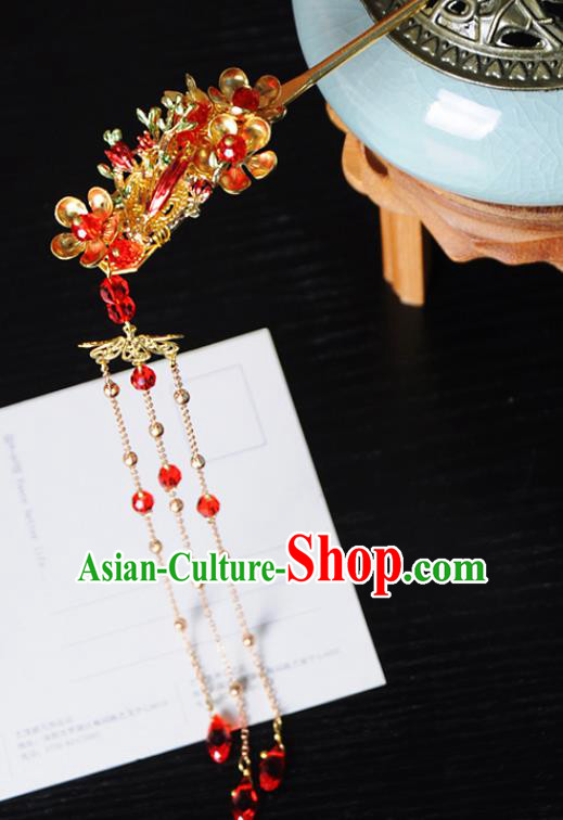 Traditional Chinese Ancient Hanfu Plum Tassel Hair Clip Court Queen Hairpins Handmade Hair Accessories for Women Traditional Chinese Ancient Hanfu Plum Tassel Hair Clip Court Queen Hairpins Handmade Hair Accessories for Women