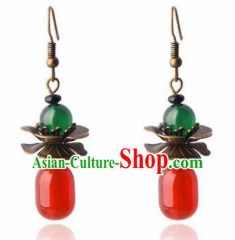 Traditional Chinese Classical Agate Earrings Handmade Court Ear Accessories for Women