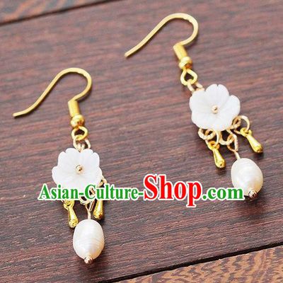 Traditional Chinese Classical Pearl Earrings Handmade Court Ear Accessories for Women