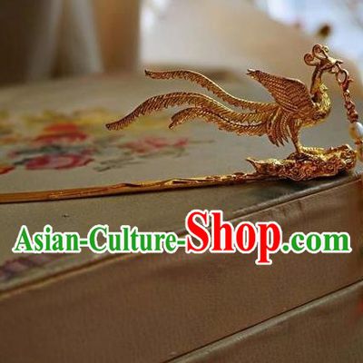 Traditional Chinese Hanfu Pearls Tassel Phoenix Hair Clip Ancient Court Queen Hairpins Handmade Hair Accessories for Women