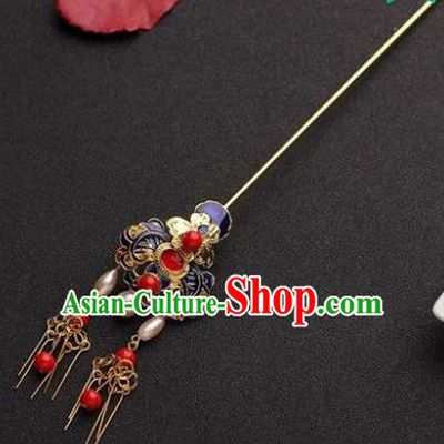 Traditional Chinese Hanfu Blueing Hair Clip Ancient Court Queen Hairpins Handmade Hair Accessories for Women
