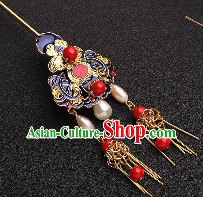 Traditional Chinese Hanfu Blueing Hair Clip Ancient Court Queen Hairpins Handmade Hair Accessories for Women