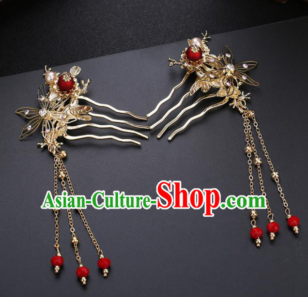 Traditional Chinese Wedding Hair Comb Handmade Ancient Bride Hairpins Hair Accessories Complete Set Traditional Chinese Wedding Hair Comb Handmade Ancient Bride Hairpins Hair Accessories Complete Set