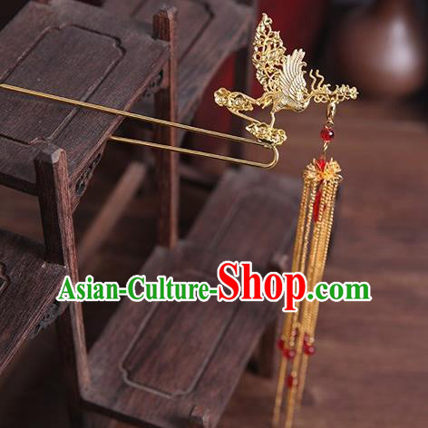 Traditional Chinese Hanfu Golden Phoenix Tassel Hair Clip Ancient Court Queen Hairpins Handmade Hair Accessories for Women Traditional Chinese Hanfu Golden Phoenix Tassel Hair Clip Ancient Court Queen Hairpins Handmade Hair Accessories for Women