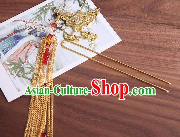 Traditional Chinese Hanfu Golden Phoenix Tassel Hair Clip Ancient Court Queen Hairpins Handmade Hair Accessories for Women Traditional Chinese Hanfu Golden Phoenix Tassel Hair Clip Ancient Court Queen Hairpins Handmade Hair Accessories for Women