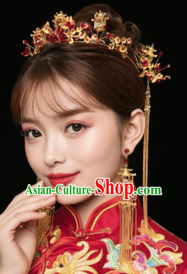 Traditional Chinese Wedding Luxury Hair Clasp Ancient Bride Hairpins Hair Accessories Complete Set Traditional Chinese Wedding Luxury Hair Clasp Ancient Bride Hairpins Hair Accessories Complete Set