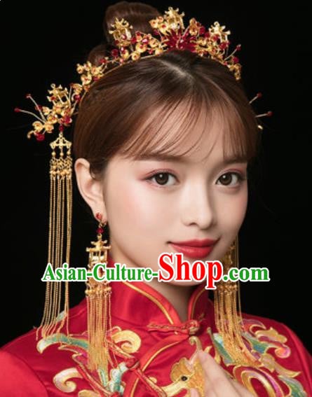 Traditional Chinese Wedding Luxury Hair Clasp Ancient Bride Hairpins Hair Accessories Complete Set Traditional Chinese Wedding Luxury Hair Clasp Ancient Bride Hairpins Hair Accessories Complete Set