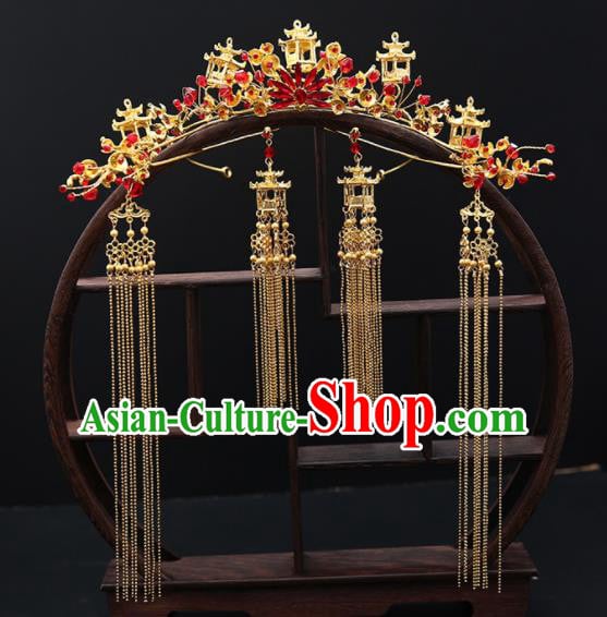 Traditional Chinese Wedding Luxury Hair Clasp Ancient Bride Hairpins Hair Accessories Complete Set Traditional Chinese Wedding Luxury Hair Clasp Ancient Bride Hairpins Hair Accessories Complete Set