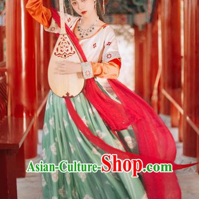 Traditional Chinese Tang Dynasty Palace Lady Replica Costumes Ancient Apsaras Flying Dance Hanfu Dress for Women