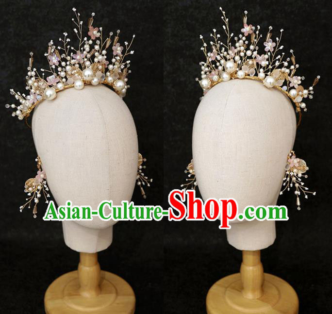 Handmade Baroque Princess Pink Flowers Royal Crown Children Hair Clasp Hair Accessories for Kids Handmade Baroque Princess Pink Flowers Royal Crown Children Hair Clasp Hair Accessories for Kids