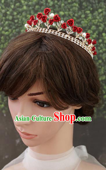 Handmade Baroque Princess Red Roses Royal Crown Children Hair Clasp Hair Accessories for Kids Handmade Baroque Princess Red Roses Royal Crown Children Hair Clasp Hair Accessories for Kids