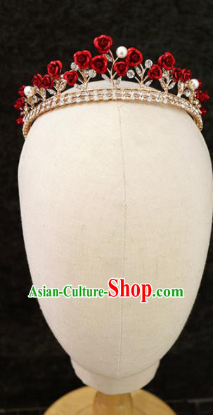 Handmade Baroque Princess Red Roses Royal Crown Children Hair Clasp Hair Accessories for Kids Handmade Baroque Princess Red Roses Royal Crown Children Hair Clasp Hair Accessories for Kids