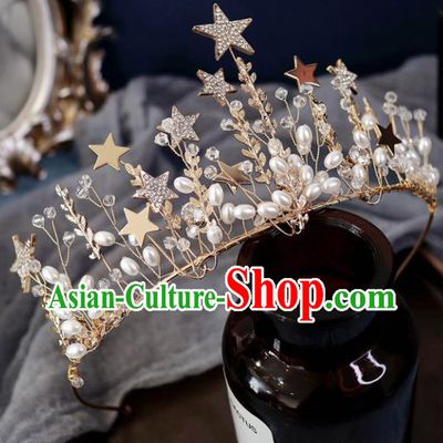 Handmade Baroque Princess Crystal Stars Royal Crown Children Hair Clasp Hair Accessories for Kids