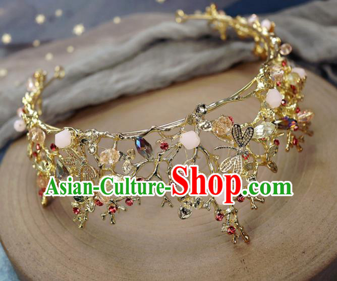 Handmade Baroque Princess Golden Dragonfly Royal Crown Children Hair Accessories for Kids Handmade Baroque Princess Golden Dragonfly Royal Crown Children Hair Accessories for Kids