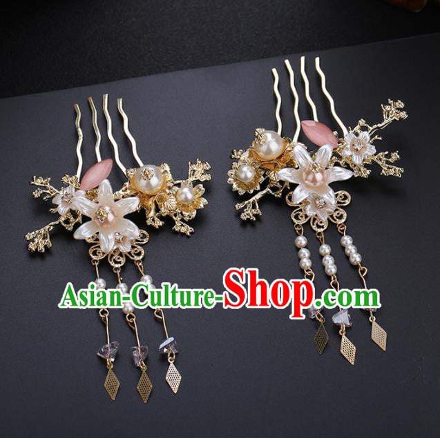 Traditional Chinese Wedding Hair Comb Handmade Ancient Bride Hairpins Hair Accessories Complete Set Traditional Chinese Wedding Hair Comb Handmade Ancient Bride Hairpins Hair Accessories Complete Set