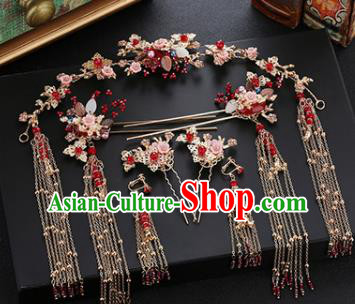 Traditional Chinese Wedding Hair Clasp Handmade Ancient Bride Hairpins Hair Accessories Complete Set Traditional Chinese Wedding Hair Clasp Handmade Ancient Bride Hairpins Hair Accessories Complete Set